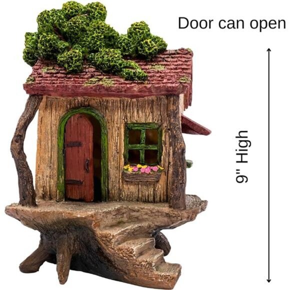 Fairy Garden Houses for Outdoor - Large Fairy Tree House with a Door That Opens - Picture 3 of 6